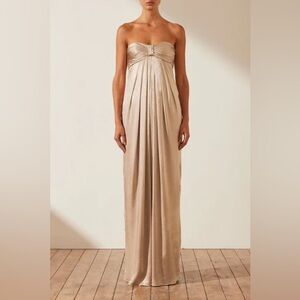 Shona Joy formal dress, gold, La Lune strapless knot maxi dress, US size 8!